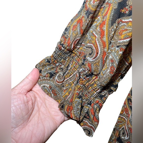 Michael Michael Kors Mesh Paisley Peasant V-Neck Long Sleeve Mini Dress sz 3X - Picture 10 of 10